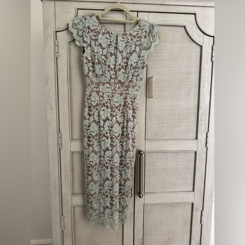 ABS Lace Dress with Ruffle Sleeves Size XS